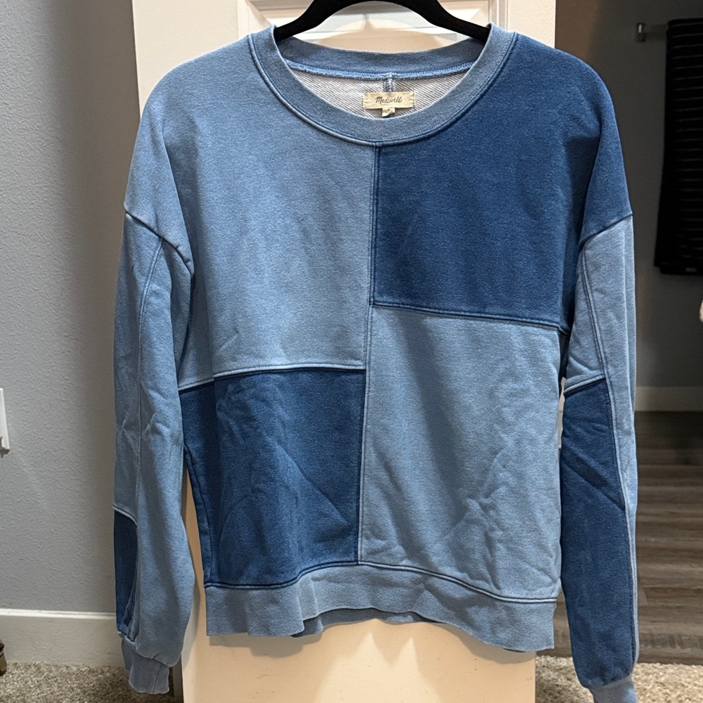 Madewell Indigo-Dyed Patchwork Sweatshirt
